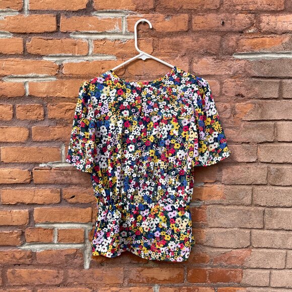 [SOLD on eBay] Ann Taylor Colorful Floral Peplum Short Sleeve Blouse - Picture 2 of 5